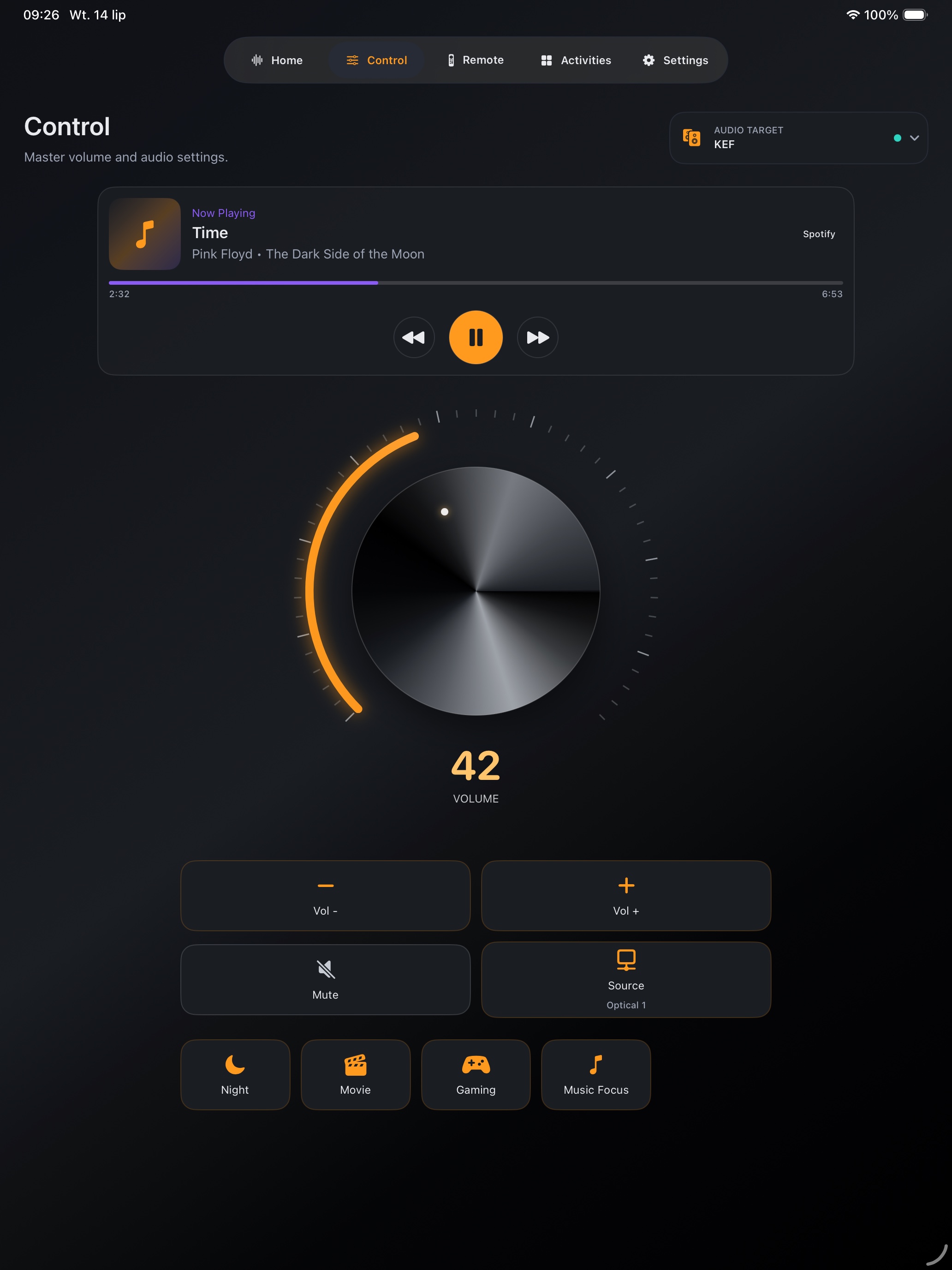 Tactra volume control on iPad