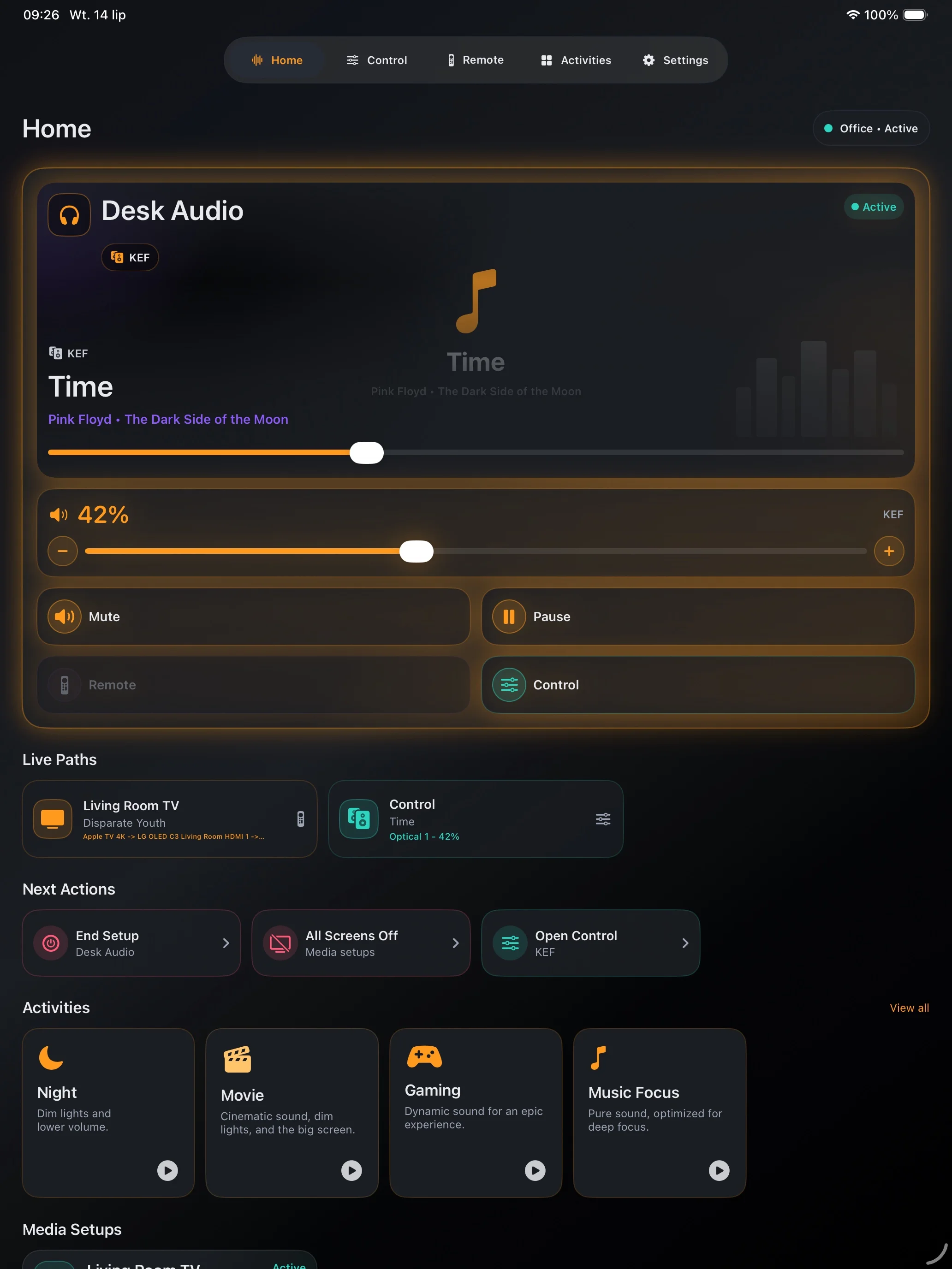 Appareils enregistrés et actions rapides dans Tactra Home